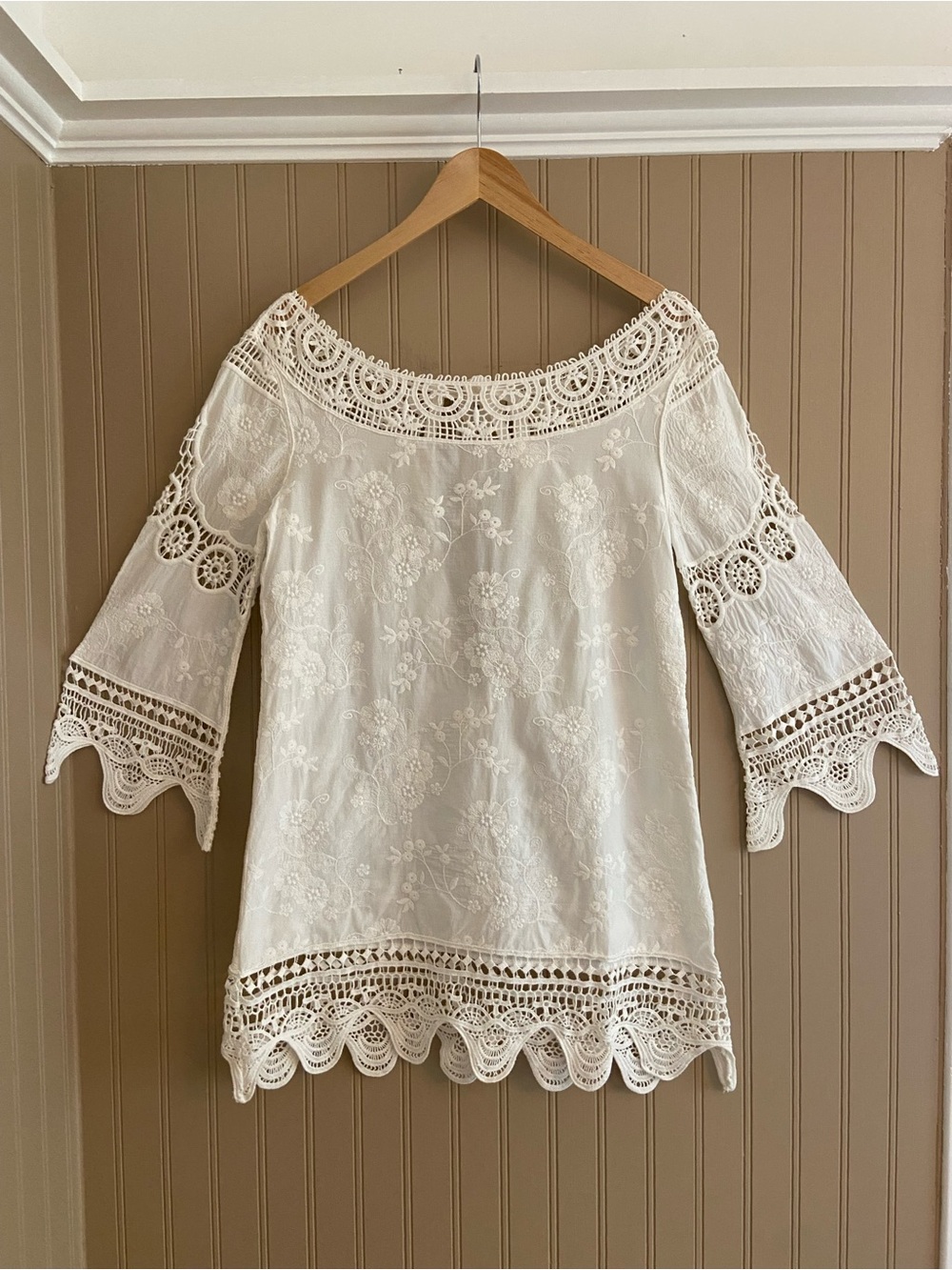 La Blanca 100% Cotton White Swim Cover Up Mini Dress Women’s Size small